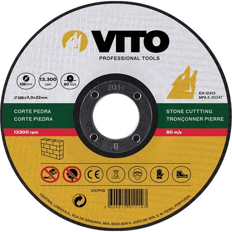 Disque à tronçonner la Pierre Diamètre 230 mm Alésage 22,5 mm VITO