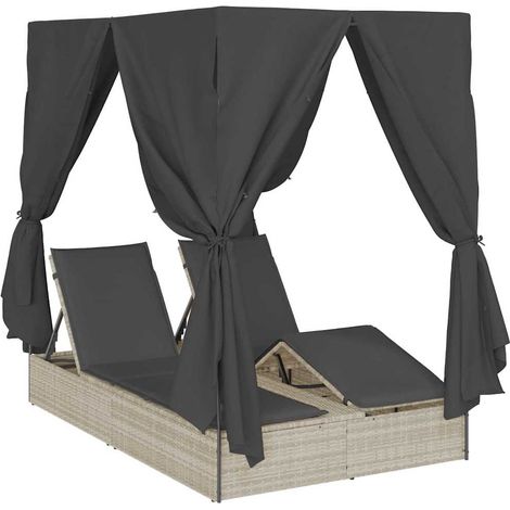 Maison Exclusive - Lettino da sole doppio Grigio chiaro 205 x 129 x 200 cm