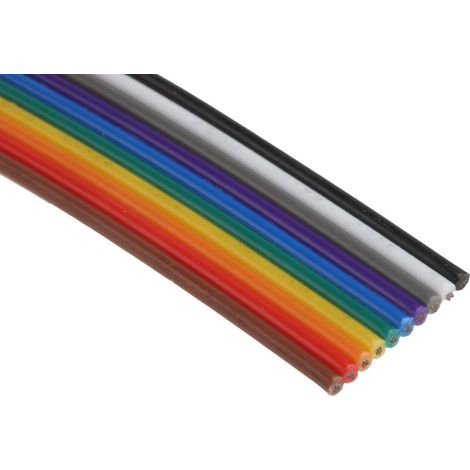 Câble en nappe RS PRO 10 voies 26 AWG, pas de 1.27mm, Multicolore, 25m ( Prix pour Bobine de 25 Mètres ) (1/3)