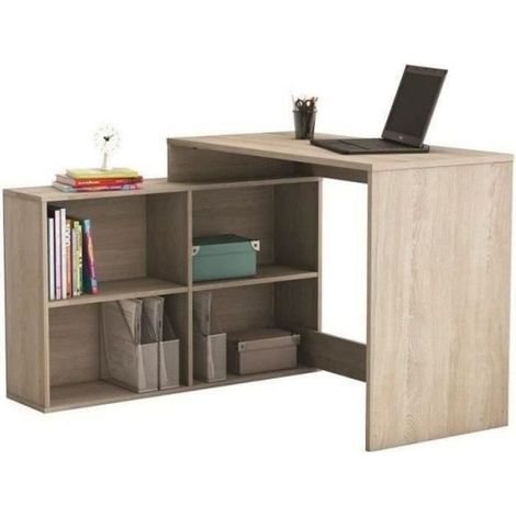 DEMEYERE Bureau d'angle contemporain décor chene Shannon - L 112 cm - NAGANO (1/5)