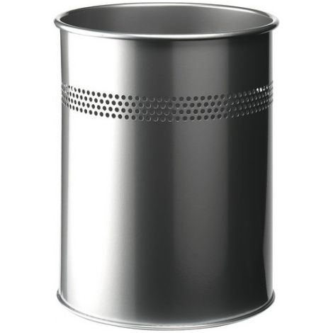 Papelera Metalica De 15L Semiperforada Color Plata Durable 3