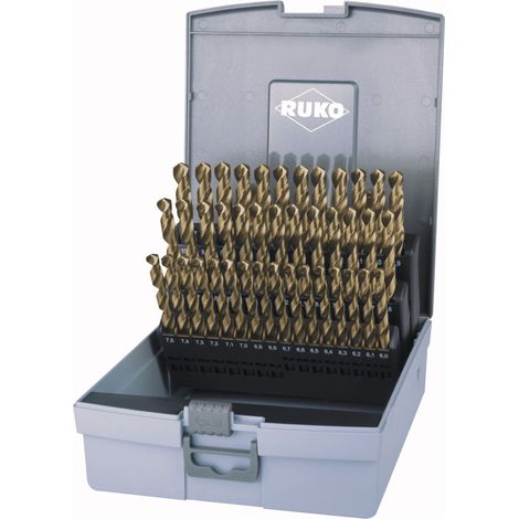 RUKO Spiralbohrer-Satz DIN 338 Typ VA, HSSE-Co 5 en Kunststoffkassette - 41 tlg. - 215218RO