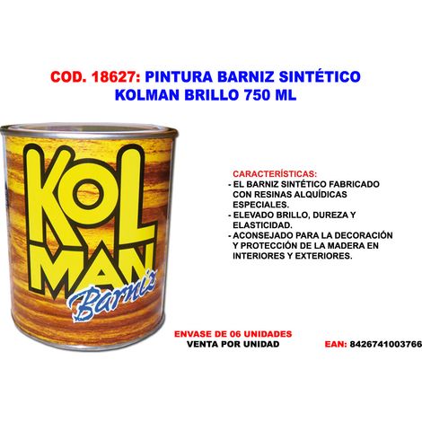 FPLUS pintura barniz sintetico kolman brillo 750 ml. , pintura barniz sintetico kolman brillo 750 ml.