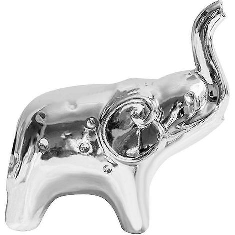 Elefantenstatue, Tischdekoration, Keramik, Sammlerstück, Tierskulptur, dekorative Figur für Kamin, Regal, Schlafzimmerschrank-Silver L (1/5)