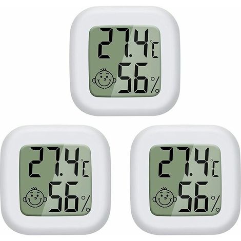 Mini termómetro higrómetro digital LCD para interiores, temperatura y humedad, alta precisión, portátil, 50 ℃ 70 ℃, 10 % 99 % HR (blanco), 3 unidades (1/4)