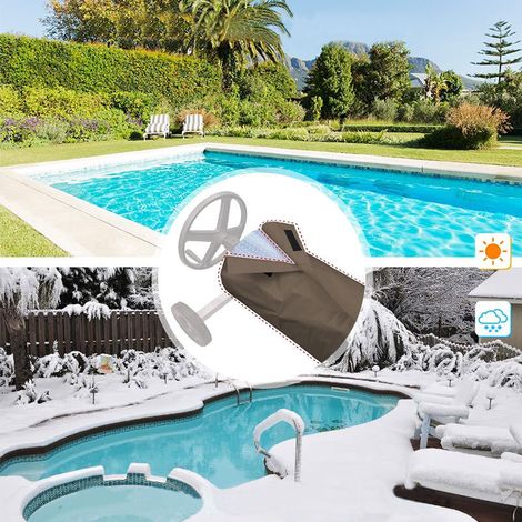 Couverture Enrouleur Bâche Piscine en Tissu Imperméable,Couverture de Protection Piscine Extérieur Intérieur,49096cm, (1/2)
