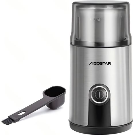Moulin à café électrique 200 W contenance 75 g avec lames en acier inoxydable, broyage rapide des grains pour préparer votre café fraîchement moulu à la maison (1/2)