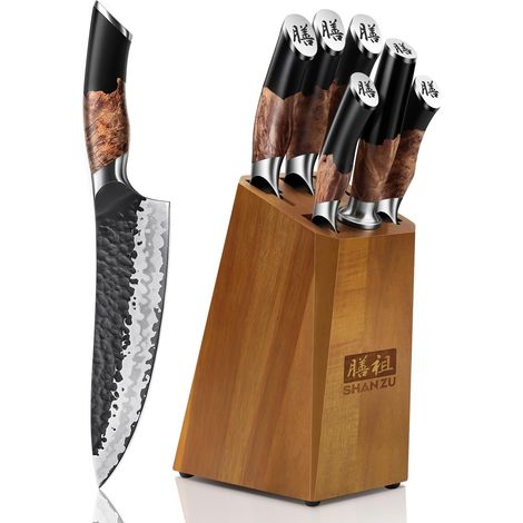 Bloc Couteaux Japonais 7 Pièces, Set de Couteaux de Cuisine Forgé à la Main (1/5)