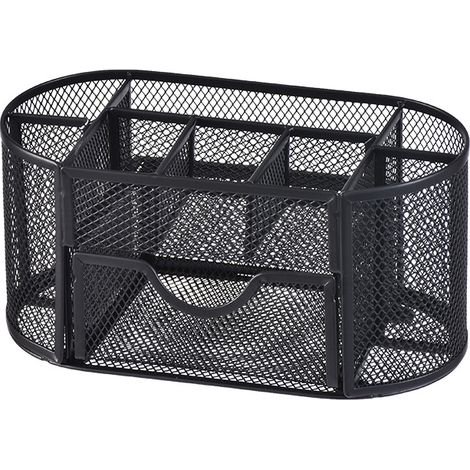 Organizador de escritorio, organizador de malla metálica/portalápices/accesorio/portalápices, artículos multifuncionales para la escuela y el hogar, negro. (1/5)