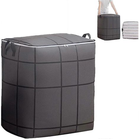 Sacs de rangement 140 L pliables pour couvertures vêtements, organisateurs placard avec fermeture éclair et poignée renforcée (1/5)
