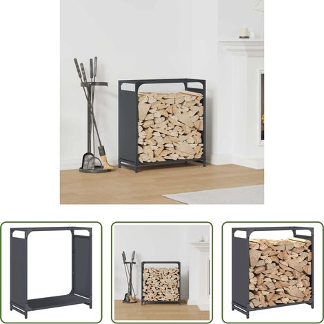 vidaXL Stockage de bûches - Portant de bois chauffage anthracite 60x28x65 cm (1/5)