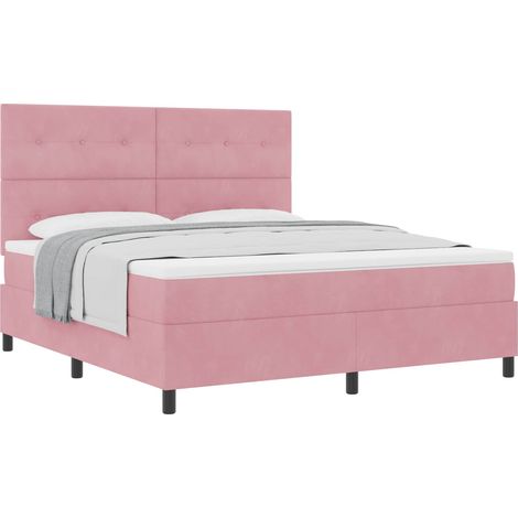 Box Spring Bed with Headboard Pink 180 x 200 cm Velvet vidaXL (1/5)