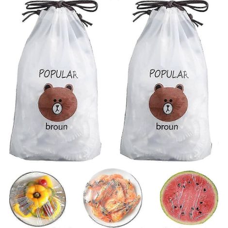 Lot de 200 sacs de conservation alimentaire, couvercles réutilisables pour aliments, film alimentaire avec élastique, sac de fermeture, couvercle élastique pour bols et assiettes (1/5)