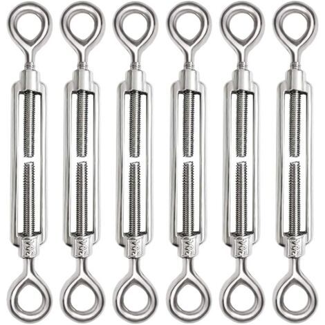 Pair - 6 Pièces Tendeur Cable M6 Tendeur Cable Inox 304 Réglable Oeil de Ridoir et Oeil pour Tendeur de Fil Cable Acier Corde Crochet Tendeur Accessoires (1/5)