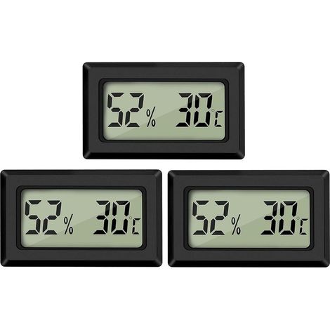 Digitales Thermometer-Hygrometer – Großes LCD-Display – Messbereich: -50 bis 70 °C und 10 bis 99 % relative Luftfeuchtigkeit – Für Zigarrenhumidore, Gewächshäuser, Weinkeller und Kühlschränke – 3er-Pa (1/5)