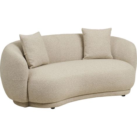 Canapé 2,5 places fixe en Tissu Bouclé Texturé beige avec 2 coussins - HARWEY (1/5)