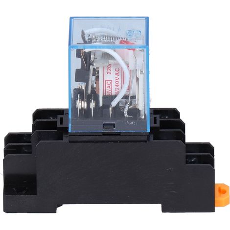 Relais électromagnétique LY2NJ 8 broches 10A 220VAC avec socle et voyant lumineux pour moteurs industriels (1/5)