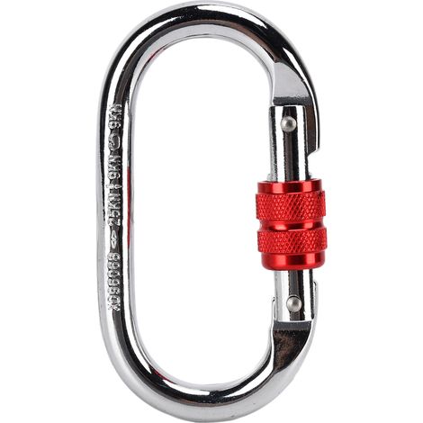 Ortviai Mousqueton d'escalade O-ring ressort à verrouillage rapide 25KN vertical argent/rouge XD-Q96068