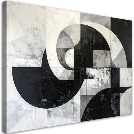 Impresión de Imagen, Abstracción geométrica en blanco y negro, 100x70 (1/5)