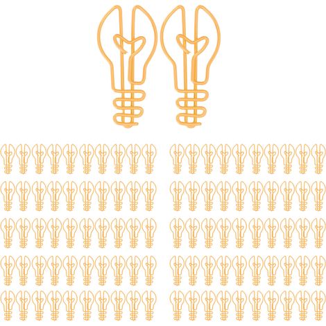100 trombones en papier forme d'ampoule, procédé de placage métallique antirouille, antidérapant renforcé, pour bureau, couleur jaune (1/5)