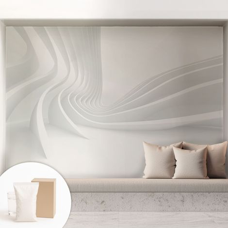 Tapete Vliestapete mit Kleber - Wanddekoration - Wandfolie - 3D Tapete Wand - Wohnungsdeko Fließende Linien 208x146 cm (1/5)