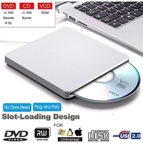 lecteur Cd/dvd Externe Usb 2.0 ,argent (1/4)