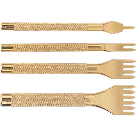 Ensemble de 4 outils de perforation du cuir en forme de diamant, manche antidérapant en acier inoxydable de 4 mm, ciseau à cuir en forme de diamant haute dureté. (1/5)