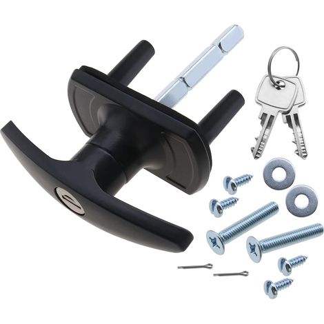 Serrure de porte de garage en T tige de 75mm embouts de fixation de 35mm (1/5)