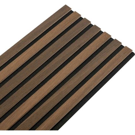 Decoon – Panneau décoratif mural en tasseaux bois 250 x 30 cm – Lamelles en chêne foncé véritable – Épaisseur 1 cm – Facilité de pose