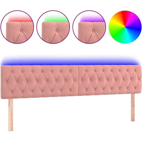 Maison Exclusive - Cabecero con LED de terciopelo rosa 180x7x78/8 (1/5)