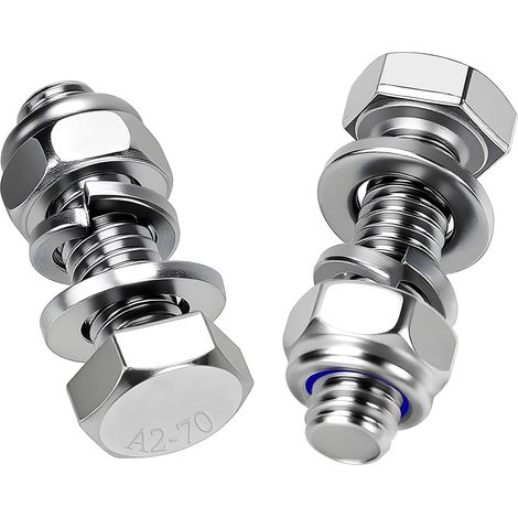 15 tornillos de cabeza hexagonal M6 x 20 mm, acero inoxidable A2 V2A, DIN 933, tornillos para máquina con tuercas y arandelas para muebles, coches, bicicletas, barcos, impresión 3D y motocicletas. (1/5)