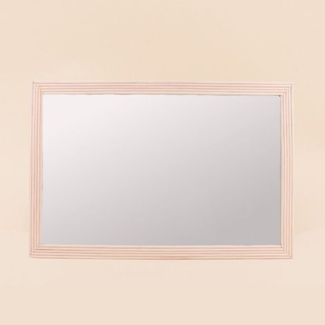 Miroir rectangulaire en rotin clair 60x40cm (1/5)