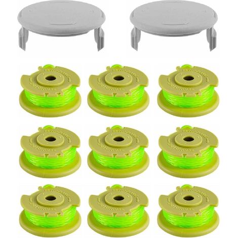 Packung mit 9 Plus+ AC80RL3 Trimmerfadenspulen, Ersatz-Nylonköpfe mit Schutzkappen für 18V, 24V und 40V Akku-Trimmer, 0,080 cm x 3,4 m