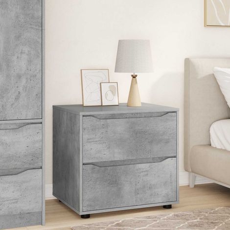 Armoire de rangement à 2 tiroirs en bois d’ingénierie gris béton 60 x 48 x 57 cm - PANGIVO (1/5)