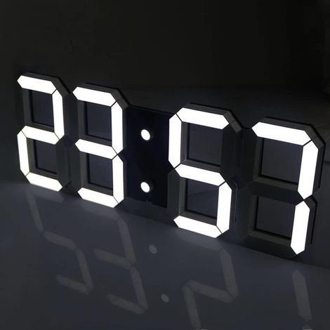 Orologio da parete digitale a LED 3D da 21,5 cm, sveglia digitale a LED con 3 livelli di luminosità regolabili, orologio da parete, orologio digitale, sveglia alimentata tramite USB, 12/24 ore