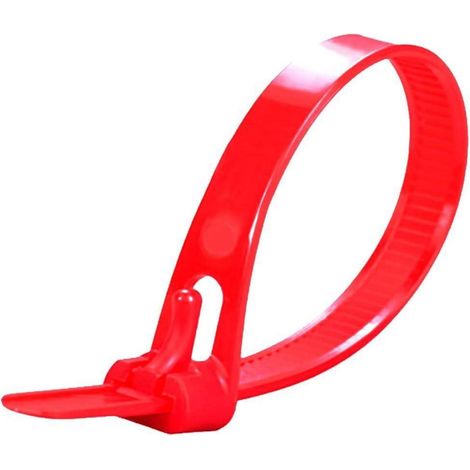Wiederverschließbare Kabelbinder Rot 300mm UV-Beständig Nylon 6.6 100 Stück (1/5)