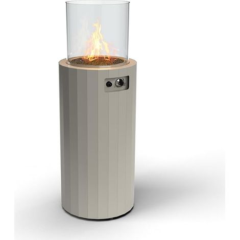 Bino - Planika - riscaldatore da esterno, colonna con fuoco, camino a gas per propano o GPL/GPL, altezza 102 cm, 8 kW grigio + copertura (1/5)