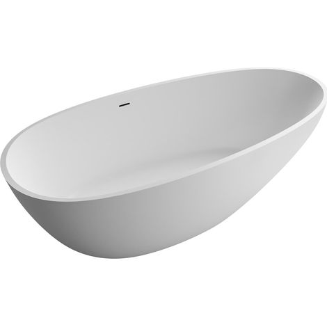 Bernstein – Vasca da bagno freestanding ovale in acrilico – Scarico incluso – Dimensioni 150x75x54cm – Finitura bianca opaca – Elevata capacità isolante (1/5)