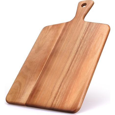 Planche à découper en bois d'acacia avec poignée, pour fromages et charcuterie, planche en bois pour servir les viandes.-AquaForge (1/5)