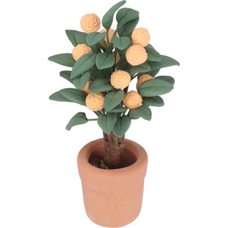 Mini oranger miniature en pot, en céramique d'argile, à l'échelle 1:12, idéal pour la décoration d'intérieur ou la maison de poupée. (1/5)