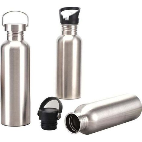 Bouteille d'eau de sport en acier inoxydable monocouche à grande ouverture 304, bouteille d'eau froide portable (1/4)