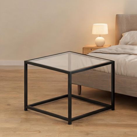 Table basse en gehärtetes verre acier 68 x 68 x 39 cm (1/5)