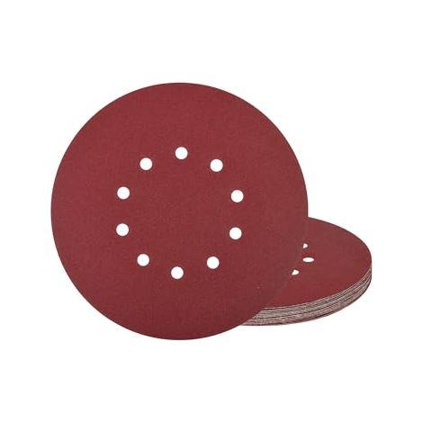 Dischi Abrasivi 225 mm Grana 40-10 Forati per Aspirazione - Compatibili con Levigatrice Giraffa, Levigatrice per Intonaco e a Braccio Lungo (Confezione da 15) (1/4)