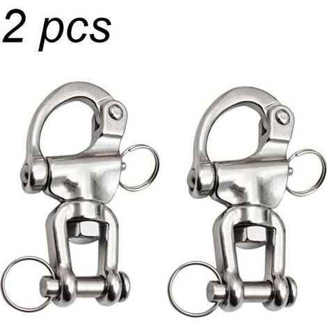 Mousqueton pivotant en acier inoxydable 316 – Charge maximale adaptée pour cordage de spi – Goupille à dégagement rapide – Dimensions 70 mm (1/5)