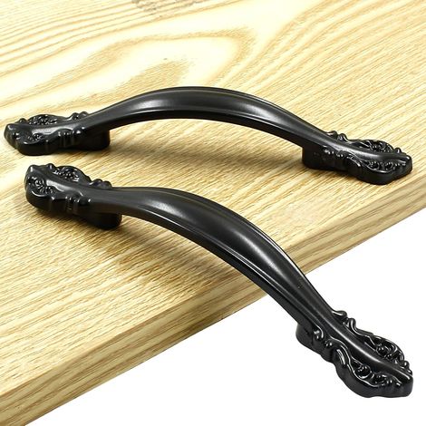 BEBUSINGOTO Juego de 6 tiradores de metal negro mate para cajón de armario de cocina (118 x 20 mm) (1/4)