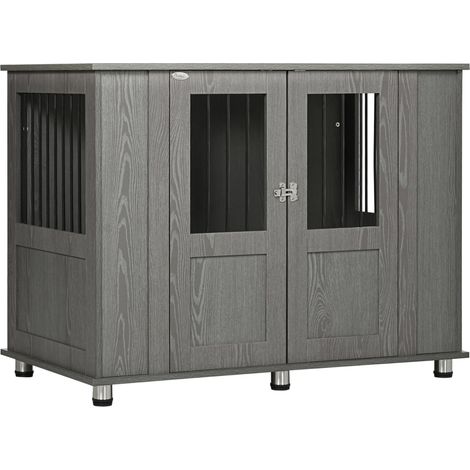Cage de transport pour chien à usage domestique, niche avec serrure, porte magnétique et fenêtre, pour chiens de très grande taille, grise.