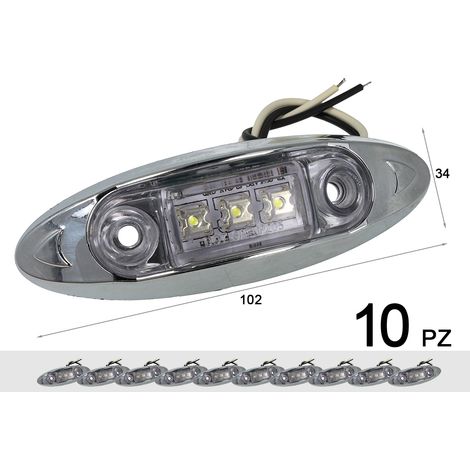 10 Pezzi Fanali Laterali LED 12V 24V Bianco Freddo Luci Cortesia Camper Barca (1/3)