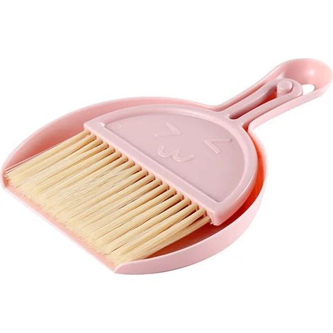 Ensemble pelle et balai miniature pour la maison, mini pelle et balai à main, balai à suspendre pour table, comptoir, clavier, motif visage souriant L (1/5)