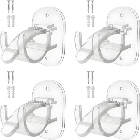 4 Pièces Support Tringle Rideaux sans Percage, Supports de Tringle Auto Adhésifs Transparent, Accroche Barre Porte pour la Maison, la Salle de Bain (1/5)
