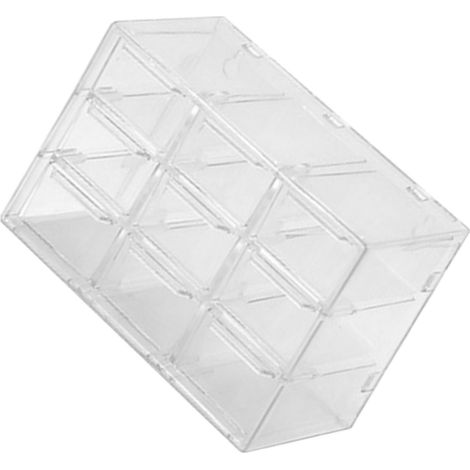 Boîte de rangement à grille, conteneur transparent en plastique anti-poussière pour bijoux, colliers, bricolage, art et loisirs créatifs, 9 compartiments (1/5)